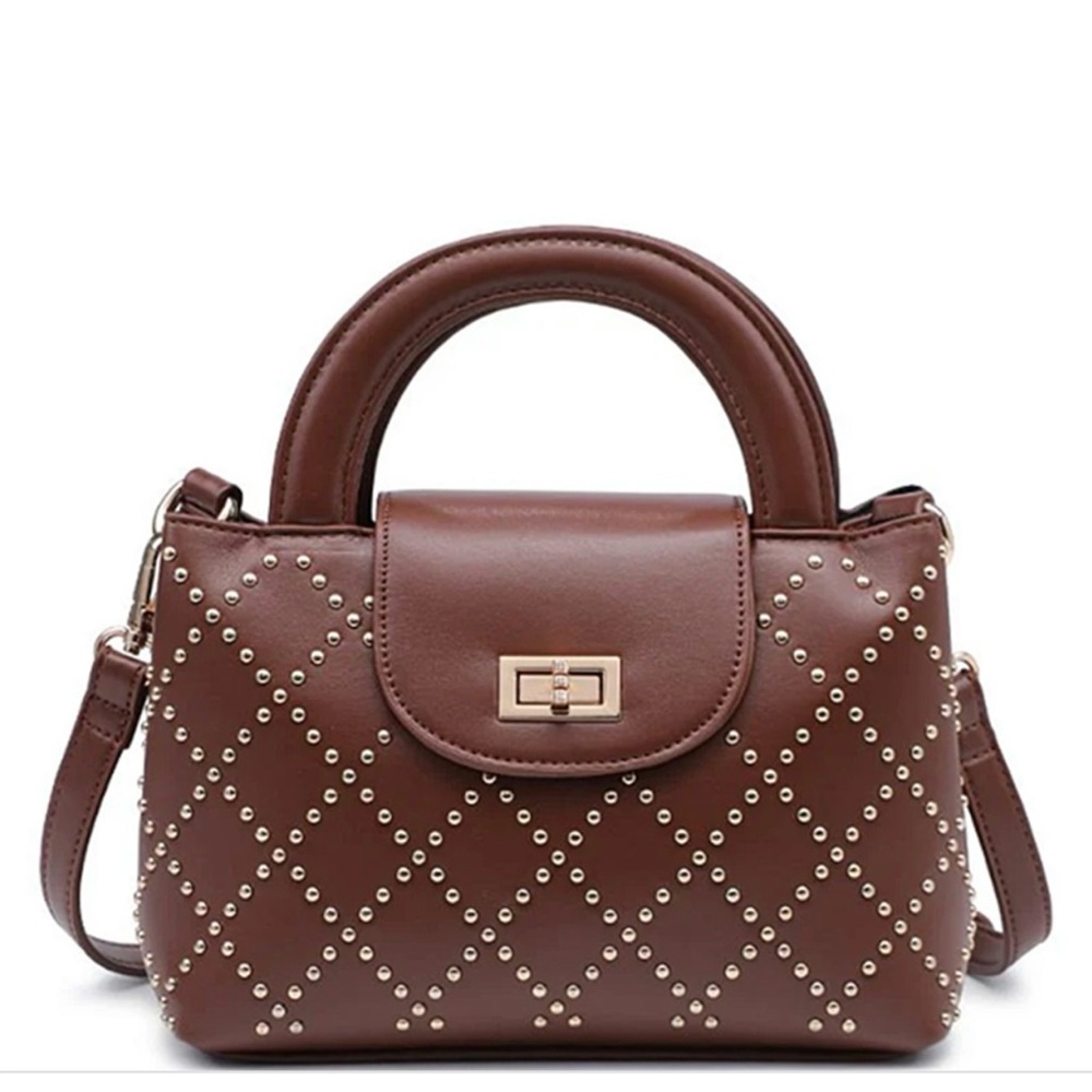 Elegant Brown Studded Handbag
